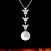 Slickblue Delicate Butterfly Pearl Pendant with Marquise CZ Wings, Rhodium-Plated, 16" Chain - 3 of 3