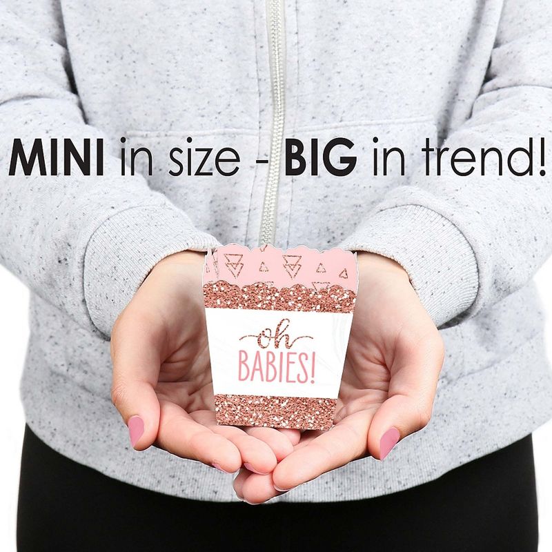 Big Dot of Happiness It's Twin Girls - Party Mini Favor Boxes - Pink and Rose Gold Twins Baby Shower Treat Candy Boxes - Set of 12, 5 of 6