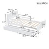 Twin/Full Size Wooden Bed Frame, Platform Bed Frame with 2 Storage Drawers and Guardrail, Wood Slats Support, No Box Spring Needed Wh - 3 of 4