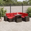 vidaXL Patio Sofa Set with Cushions Table and Couches 8 Piece Poly Rattan - Brown - 2 of 4