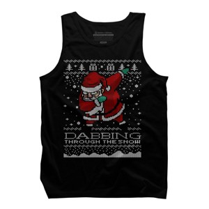 Men's Design By Humans Dabbing Through The Snow Santa Shirt Ugly Christmas Sweater By vomaria Tank Top - 1 of 4