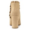 BLISSFUL STEP Women's Back to College Party Ruffle Pointed Toe Block Heel Ankle Boots - 3 of 4