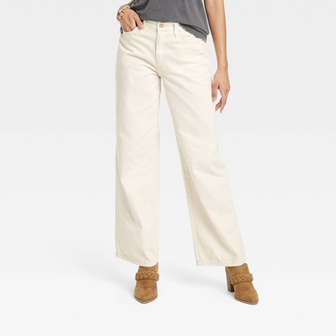 Women's High-Rise Wide Leg Jeans - Universal Thread™ Off-White 00 Short