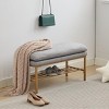 TiramisuBest Industrial Entryway Shoe Bench with Upholstered Seat & Rustic Storage, Fabric & Metal Design for Small Spaces (Antique Brown) - 2 of 4