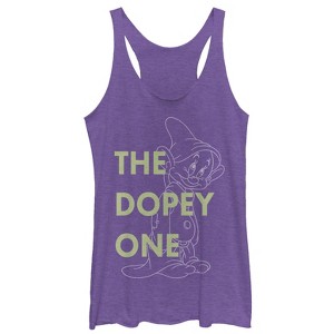 Women's Snow White and the Seven Dwarves Dopey One Racerback Tank Top - 1 of 3