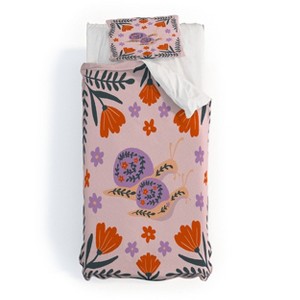 Deny Designs 3pc Twin/Twin XL Angela Minca Snails and Flowers Duvet and Sham Set - 1 of 4