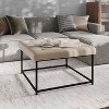 Emma and Oliver 30 in. Faux Leather Square Ottoman with Tufted Design and Sturdy Iron Frame - 2 of 4