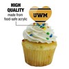 University of Wisconsin Milwaukee Official Stripes Heart Love Cupcake Picks Toppers Decoration Set of 6 - 3 of 4