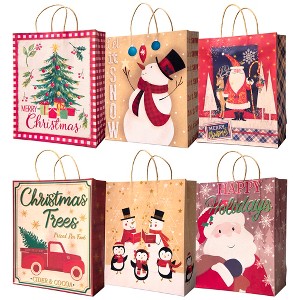 Lindy Bowman Pack of 12 Assorted Large Christmas Gift Bags with Handle - 1 of 4