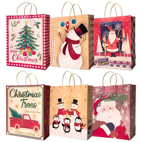 Lindy Bowman Pack Of 12 Assorted Large Christmas Gift Bags With Handle ...