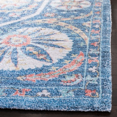 Handmade Saffron Blue & Cream Flatweave Wool-Cotton Blend Rug - 3' x 5'