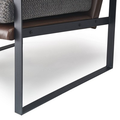Brown Faux Leather and Metal Mid-Century Modern Armchair