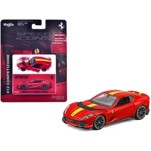 Ferrari 812 Competizione Red with Yellow Stripe "Speed Icons" Series 1/64 Diecast Motorcycle Model by Maisto - 1 of 3