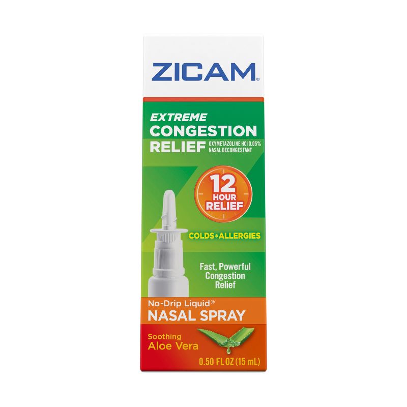 Zicam Extreme Congestion Relief No-Drip Nasal Spray with Soothing Aloe Vera - 0.5oz, 1 of 9