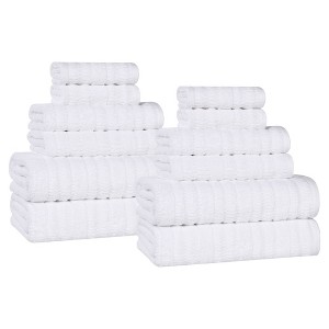 Smart Twist Viscose Cotton Blend Medium Weight Solid Textured Ribbed Towel Set by Blue Nile Mills - 1 of 4