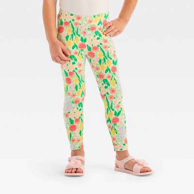 Toddler Girls' Floral Leggings - Cat & Jack™ Cream 3t : Target