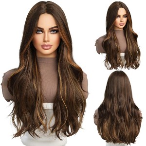Jessie's Wig Cosplay Heat Resistant Long Curly Synthetic Wigs Long Mixed Brown 26 Inch 1 Pc/Pack - 1 of 4