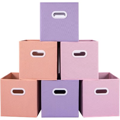 DOMETOUR 6 Piece 6pcs Drawer Type Mixed Color Storage Box, 11 Inch Collapsible Storage Cube Organizer