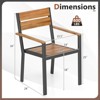 Tangkula Patio Dining Chair set of 6 w/ Heavy-duty Metal Frame 6 Acacia Armrest Stackable Chairs - 4 of 4