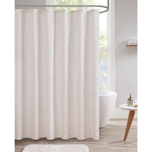 MAYEERTY Jacquard Pom Pom Shower Curtain Cotton Modern 1pcs - 1 of 4