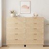 Rattan 5 Drawer Dresser, Tall Chest of Drawers with Metal Handles, Sturdy Wood Base, Bedroom Storage Organizer - 3 of 4