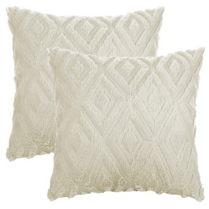 Unique Bargains Shaggy Plush Faux Fur Throw Patterned Pillow Covers 2 Pcs - 1 of 4