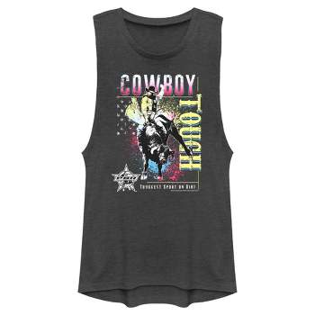 Juniors Womens Professional Bull Riders Cowboy Tough Colorful Festival Muscle Tee