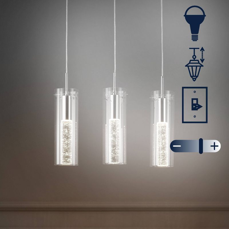 Mium Modern Style Iron/Crystal/Glass Integrated LED Linear Pendant Chrome - JONATHAN Y, 3 of 15
