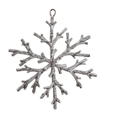 Allstate Floral 6" Country Rustic Brown and Snowy White Snowflake Christmas Ornament