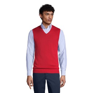 Lands' End School Uniform Men's Cotton Modal Sweater Vest - 1 of 3