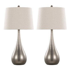 LumiSource Pebble 29" Metal Table Lamps Aged Pewter: UL Listed, 1-Way Switch, Set of 2 - 1 of 4