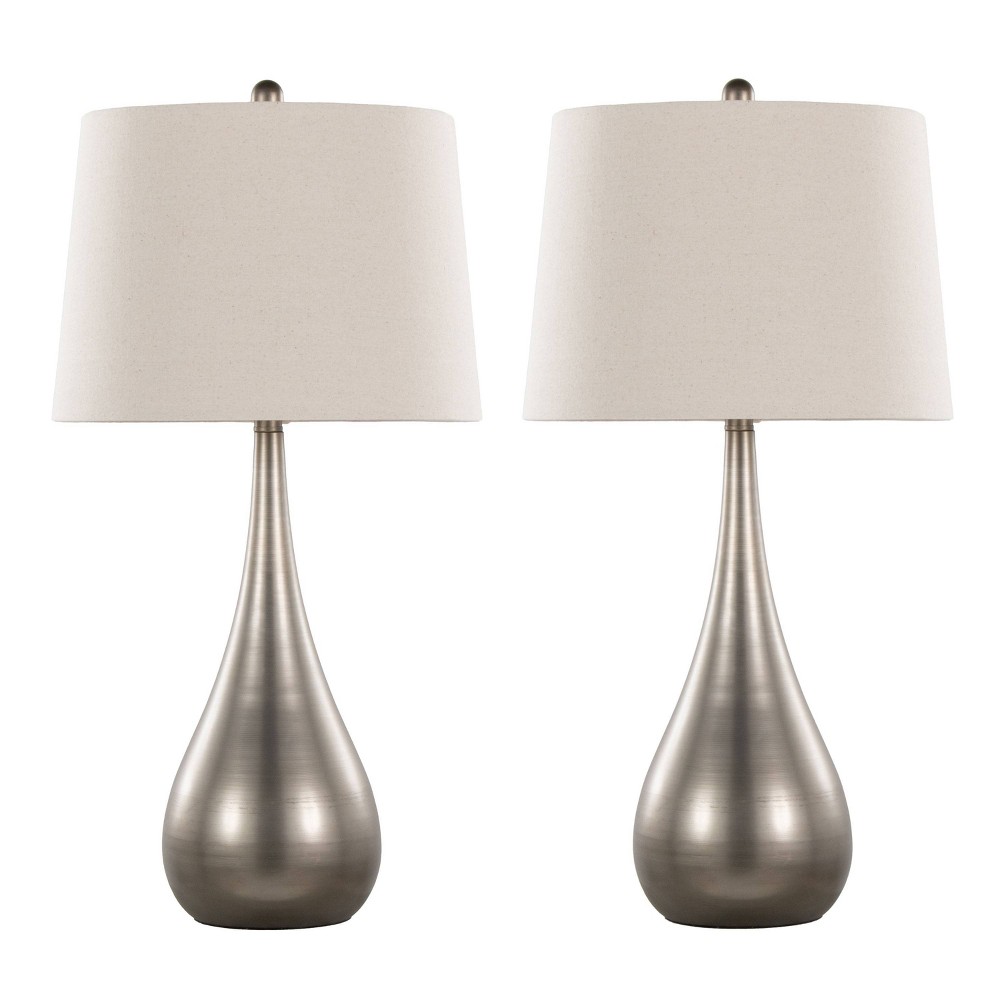 Photos - Floodlight / Street Light LumiSource  Pebble 29" Contemporary Metal Table Lamps Aged Pewte(Set of 2)