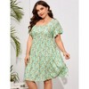 LXT- Women's Plus Size Square Neck Ruffle Sleeve Flowy Floral Summer Midi Dress with Pockets - 4 of 4