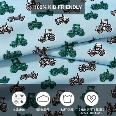 Blue Twin XL Cotton Polyester Microfiber Boys' Stripe Sheet Set