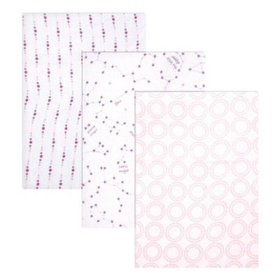Hudson Baby Infant Girl Cotton Muslin Swaddle Blankets, Pink Constellation, One Size