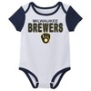 MLB Milwaukee Brewers Infant Boys' 3pk White Bodysuit - 2 of 4