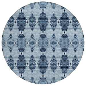 Navy Blue And Denim Blue Moroccan Washable Indoor Outdoor Area Rug - 1 of 4
