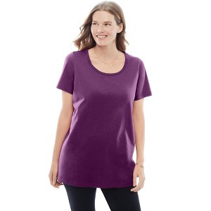 Woman Within Women's Plus Size Perfect Short-Sleeve Scoopneck Tee - 1 of 4