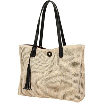 BEAFUP Large Straw Bags for Women Straw Travel Beach Totes Bag Shoulder Bag Woven Summer Tote Hobo Bag Handmade Shoulder Bag Handbag