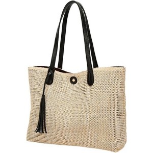 FATMOON Large Straw Bags for Women Straw Travel Beach Totes Bag Shoulder Bag Woven Summer Tote Hobo Bag Handmade Shoulder Bag Handbag - 1 of 4
