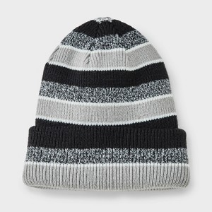 Men's Reversible Striped Beanie - Goodfellow & Co™ Black/Gray/White - 1 of 4