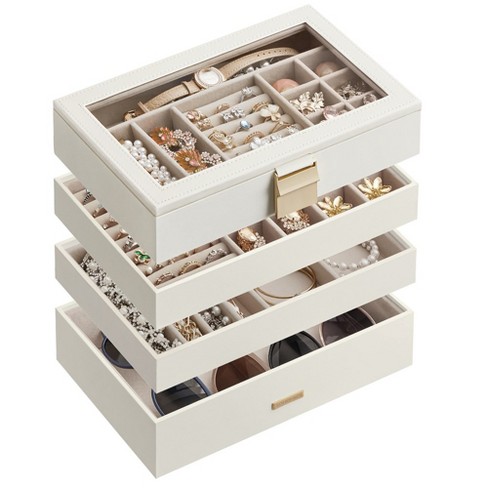 Stackable Jewelry Trays, 4-Tier Accessory Organizer,  Removable Dividers for Vanity Table - image 1 of 4