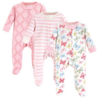 Touched By Nature Baby Girl Organic Cotton Zipper Sleep And Play 3pk ...