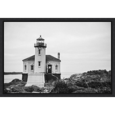 Black and White Framed Lighthouse Canvas Print, 16" x 23"