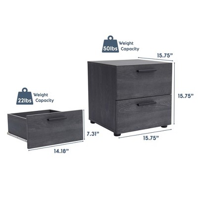 Bryt Black 2-Drawer Wood Nightstand with Steel Legs