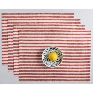 Solino Home Linen Stripe Placemats, 14 x 19 Inches Set of 4 | Amalfi - 1 of 4