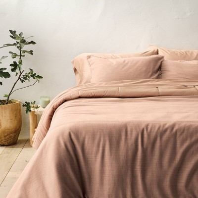 King Heavyweight Linen Blend Comforter and Sham Set Light Adobe Clay - Casaluna™