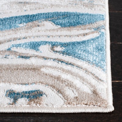 Meadow 6'7" Square Beige and Blue Abstract Area Rug