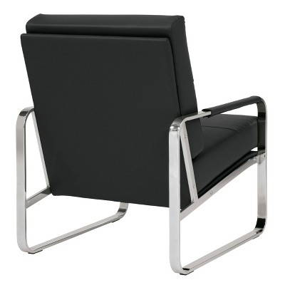 Sleek Black Leather Accent Chair with Chrome Metal Legs