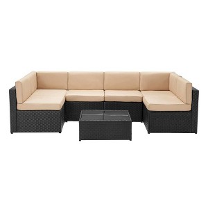 Rbied 7-Piece Wicker Outdoor Sofa Sectional Set Conversation Sets with Cushions - 1 of 4